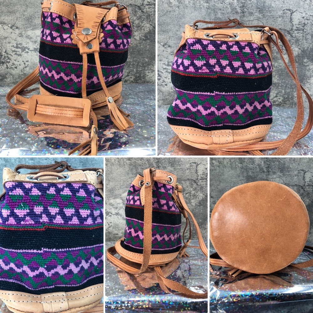 Cute purple and pink small Authentic African Drawstring Satchel Purse - Picture 15 of 15